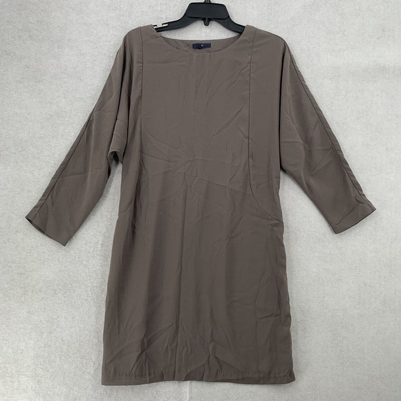 GAP Chiffon Cut Out Back‎ Dolman Dress Taupe Brown Long Sleeve Womens Size S - Picture 1 of 8